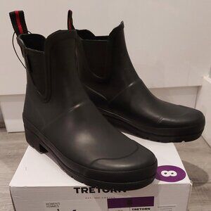 NEW Tretorn Lina Black Rubber Chelsea Rain Boots